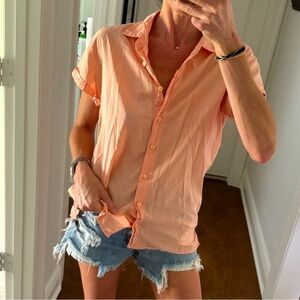 Peach cotton button up